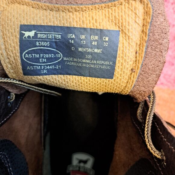Irish Setter Ashby Work Boot Men’s Size 14 Brown Leather 83605 Electrical Hazard main image 9